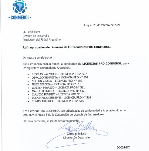 Licencia Conmebol 