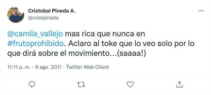 Mensajes en Twitter de Cristóbal Pineda