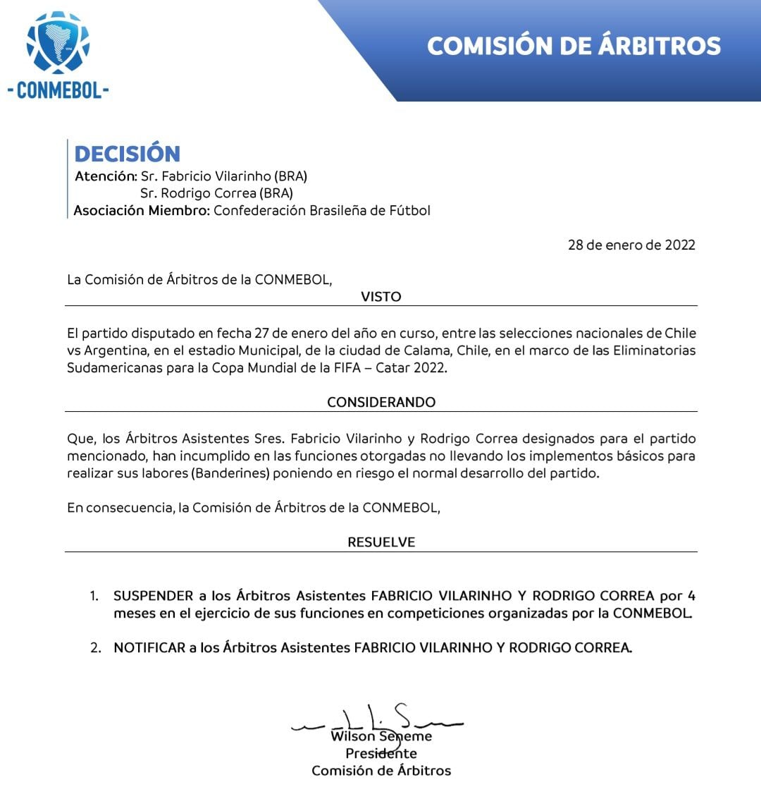 Conmebol suspende árbitros