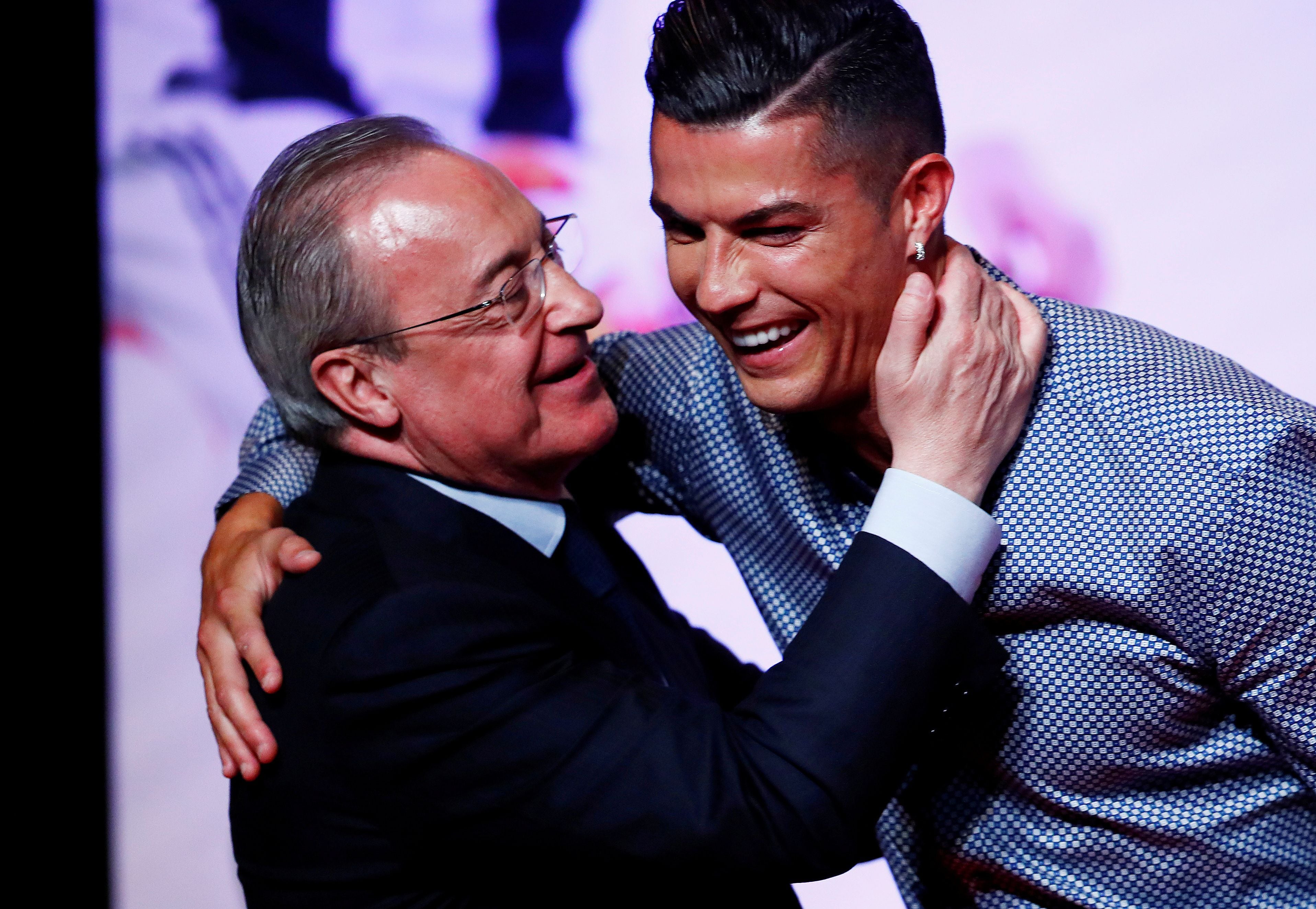 Florentino Pérez, el ideólogo de la Superliga, y Cristiano Ronaldo, astro de la Juventus