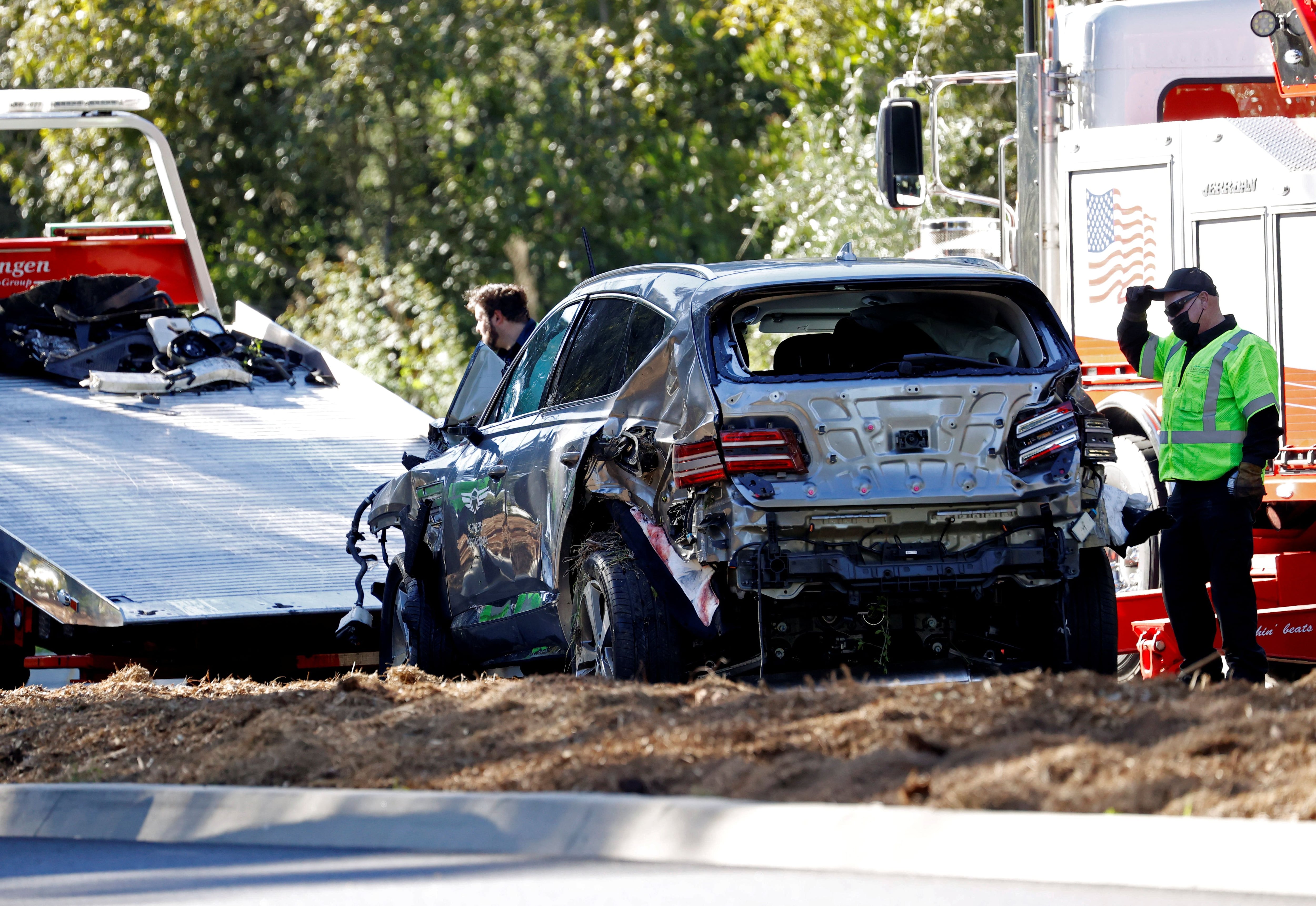 Vicinity of a scene where Tiger Woods was involved in a car crash near Los Angeles