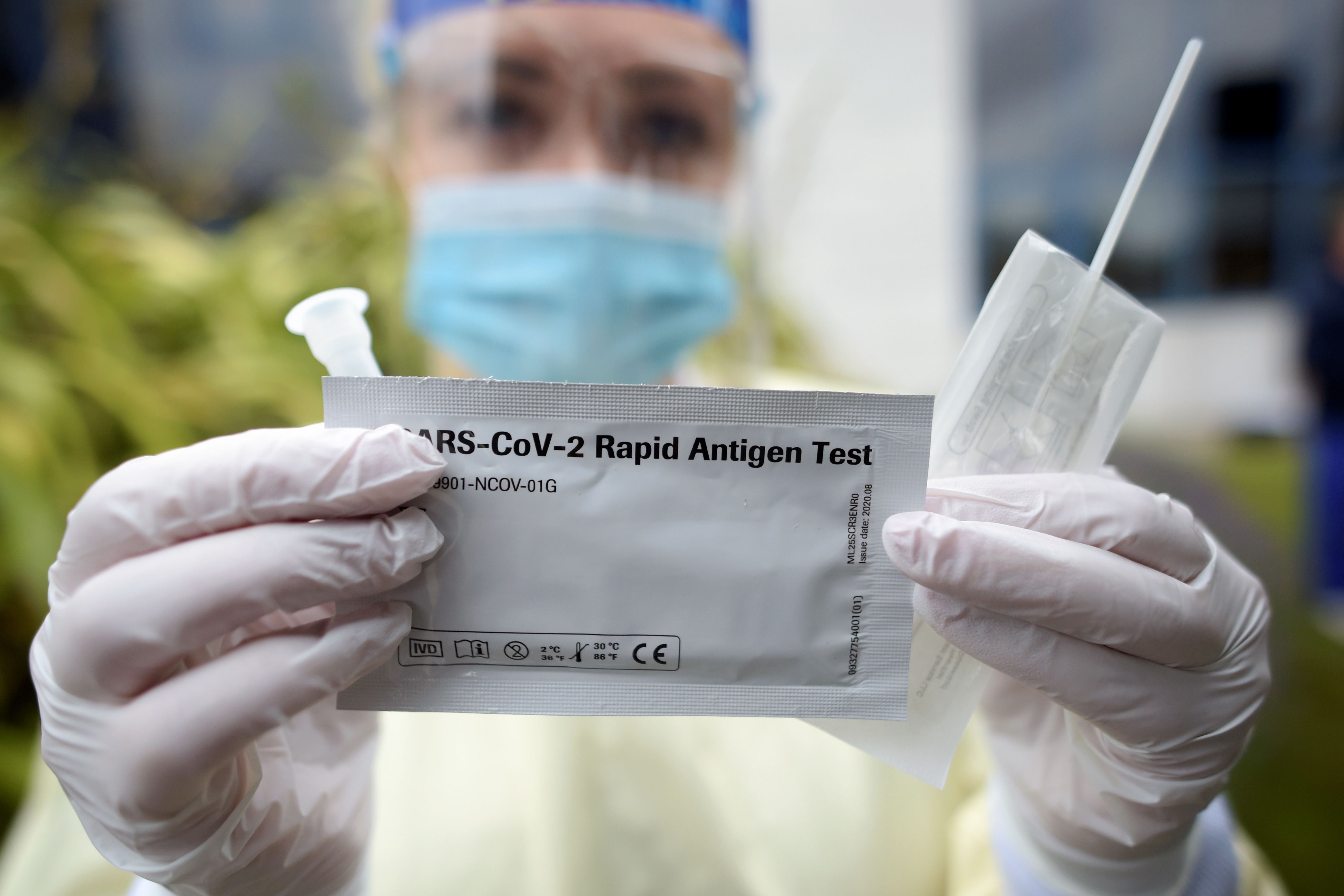 Airline Pilots from Recover Irish Aviation group undergo COVID-19 rapid antigen tests, in Dublin