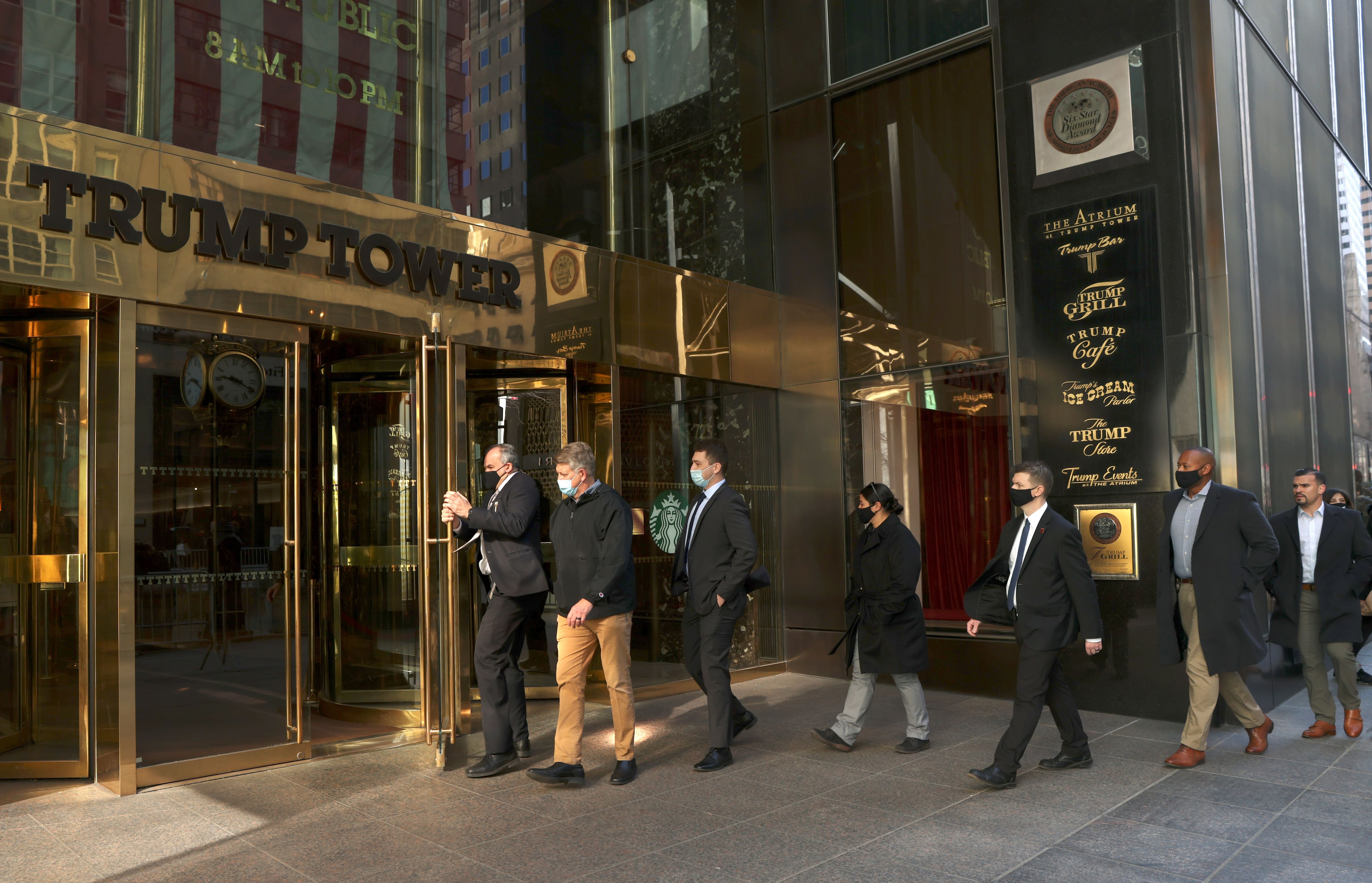 Security personnel enters the Trump Tower in New York