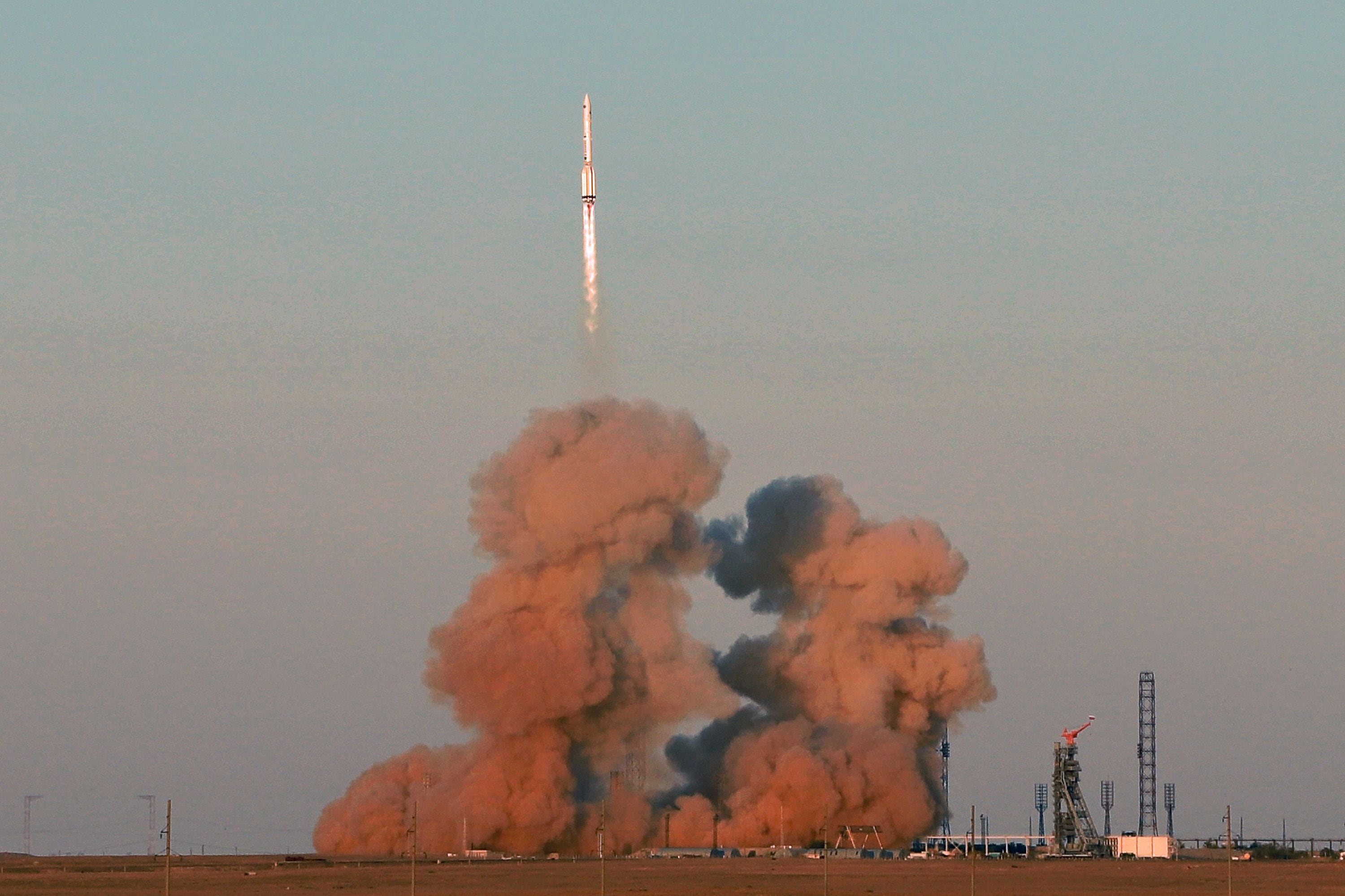 Proton-M carrier rocket with Nauka science module launched from Baikonur Cosmodrome