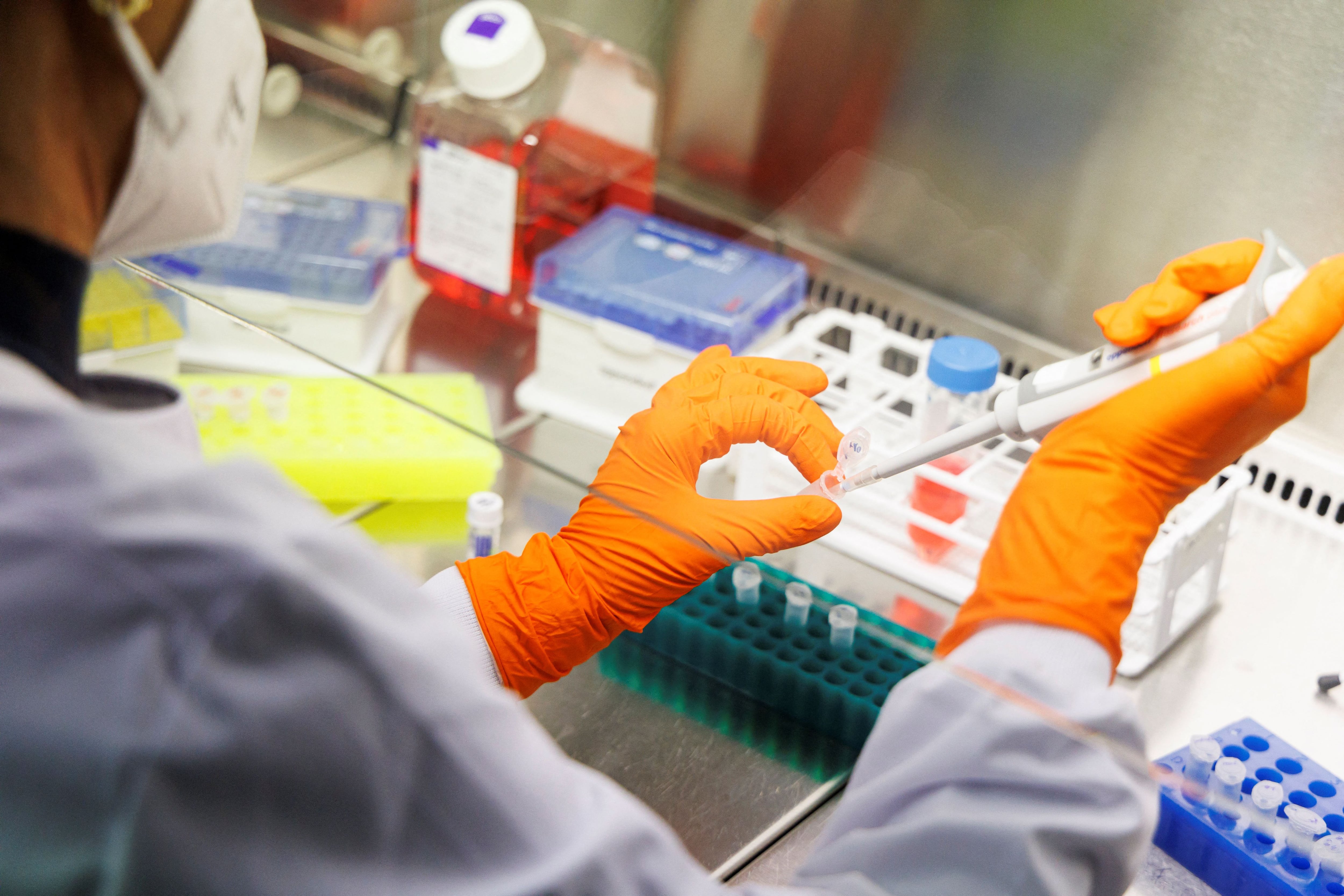 A laboratory of the vaccine company Bavarian Nordic, in Martinsried near Munich