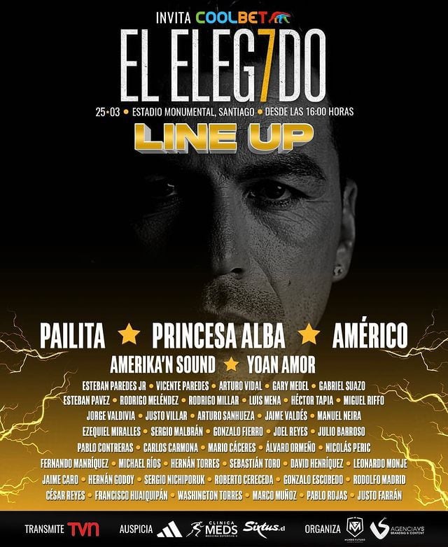 El lineup de la despedida de Esteban Paredes.