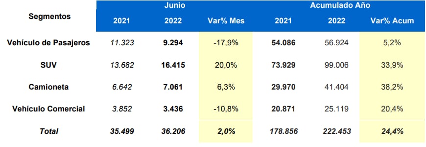 Cifras ANAC junio 2022