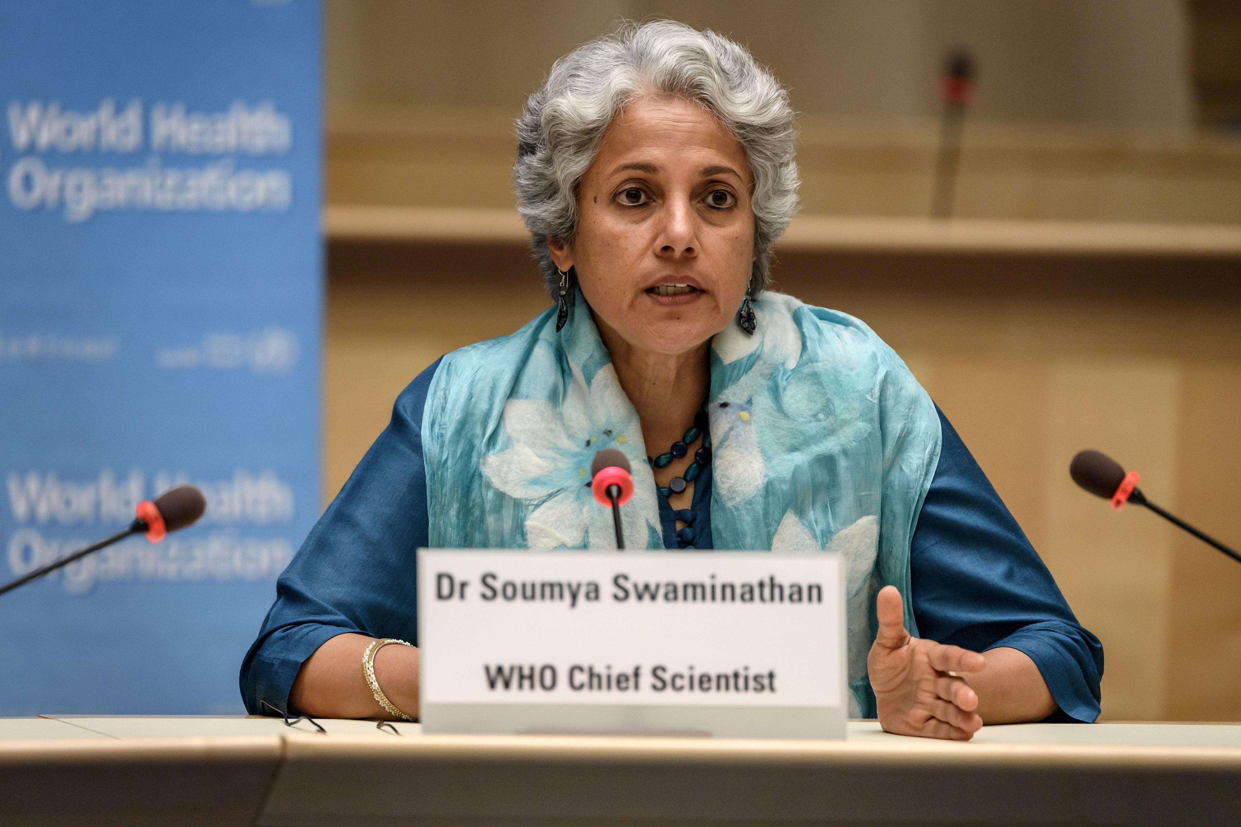 FILE PHOTO: World Health Organization (WHO) Chief Scientist Soumya Swaminathan attends a news conference in Geneva