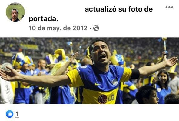 Riquelme, el elegido para su portada de Facebbok en 2012.