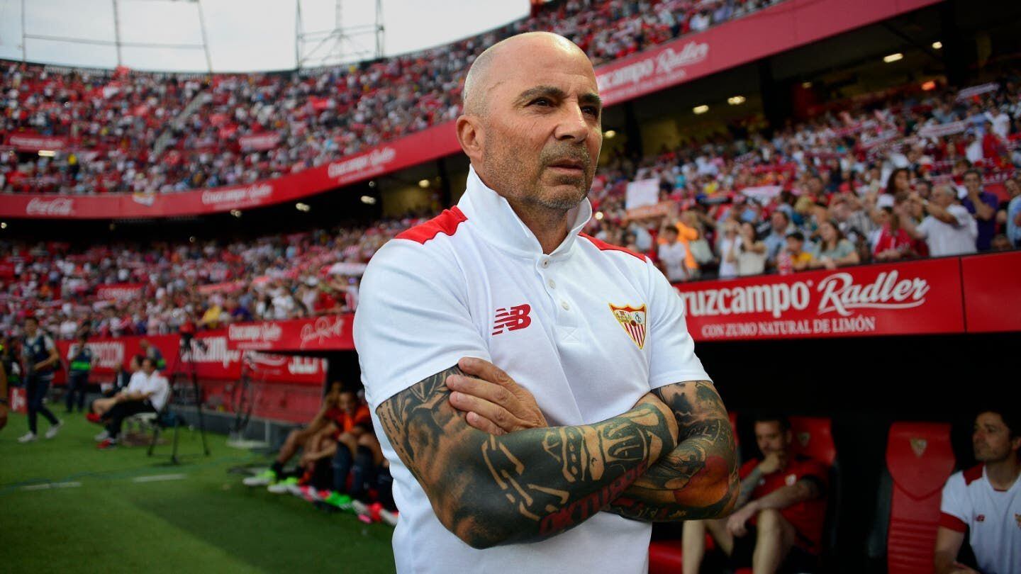 Jorge Sampaoli, en un partido del Sevilla.