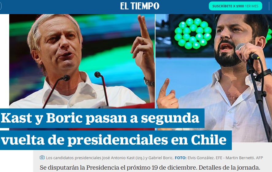 Tiempo Colombia elecciones Chile