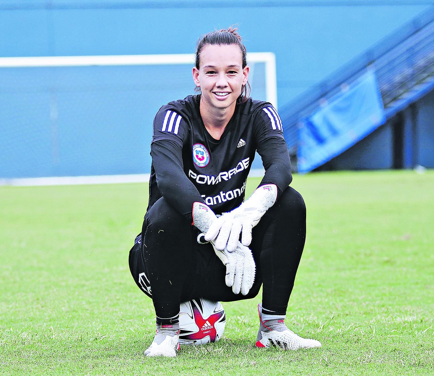 Christiane Endler, en un entrenamiento del Olympique de Lyon